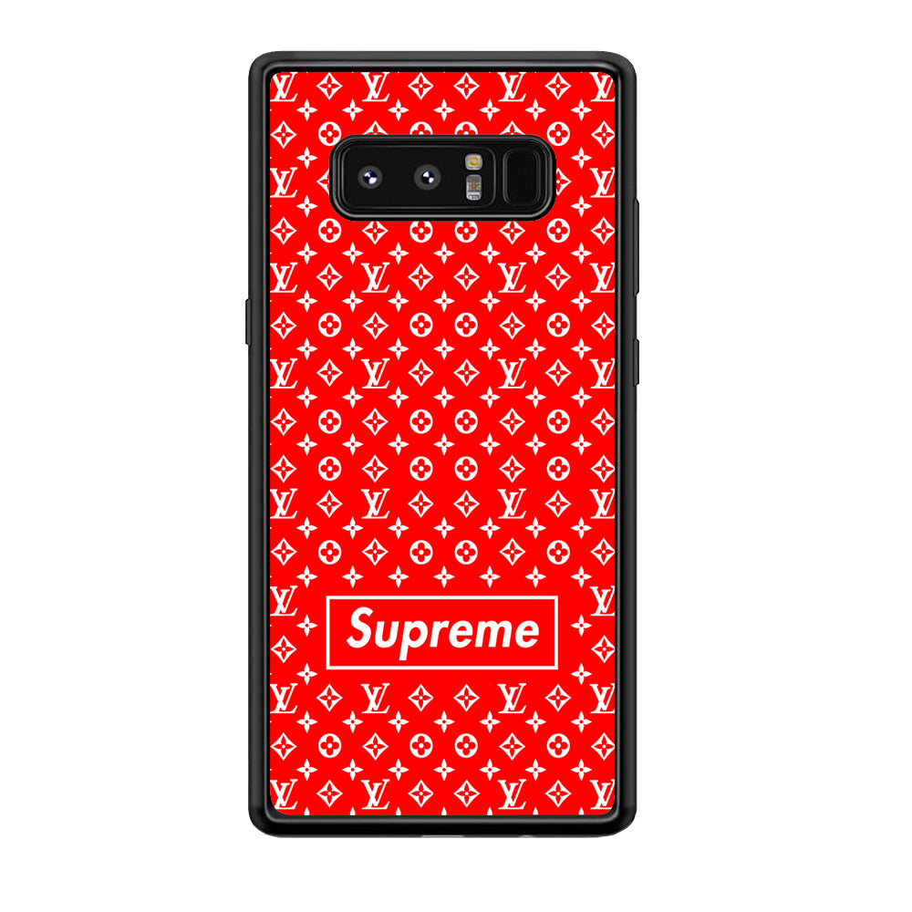 Louis Vuitton X Supreme Red Background Samsung Galaxy Note 8 Case-Rubber Black (2D Case)-Oxvistore