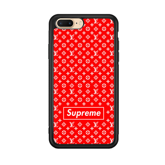 Louis Vuitton X Supreme Red Background iPhone 8 Plus Case-Rubber Black (2D Case)-Oxvistore