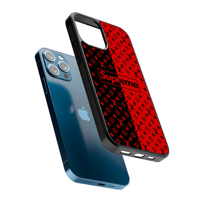 Louis Vuitton X Supreme Red Black 2D Rubber Phone Case-Oxvistore