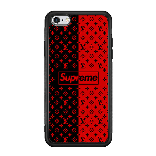 Louis Vuitton X Supreme Red Black iPhone 6 | 6s Case-Rubber Black (2D Case)-Oxvistore