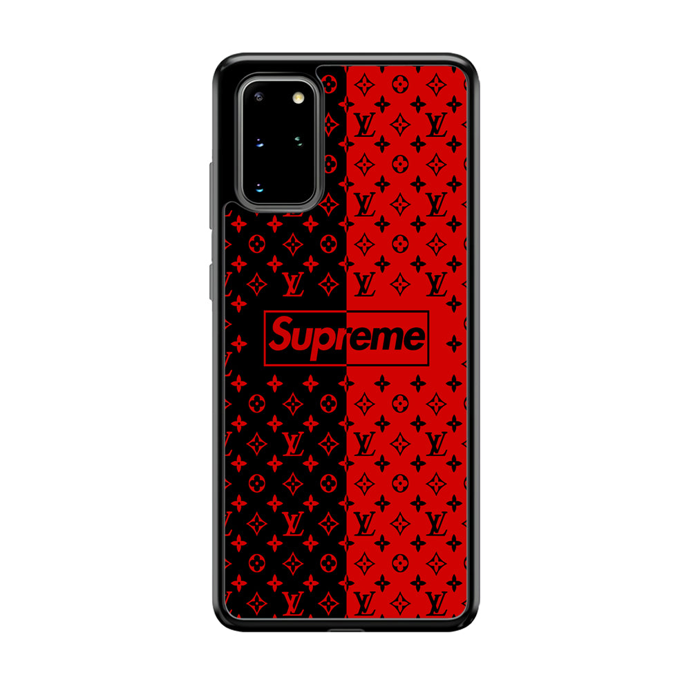 Louis Vuitton X Supreme Red Black Samsung Galaxy S20 Plus Case-Rubber Black (2D Case)-Oxvistore