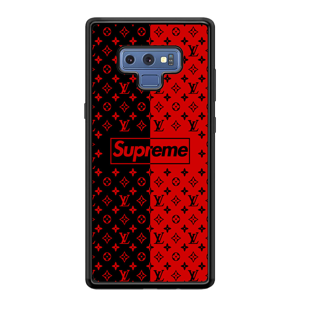 Louis Vuitton X Supreme Red Black Samsung Galaxy Note 9 Case-Rubber Black (2D Case)-Oxvistore
