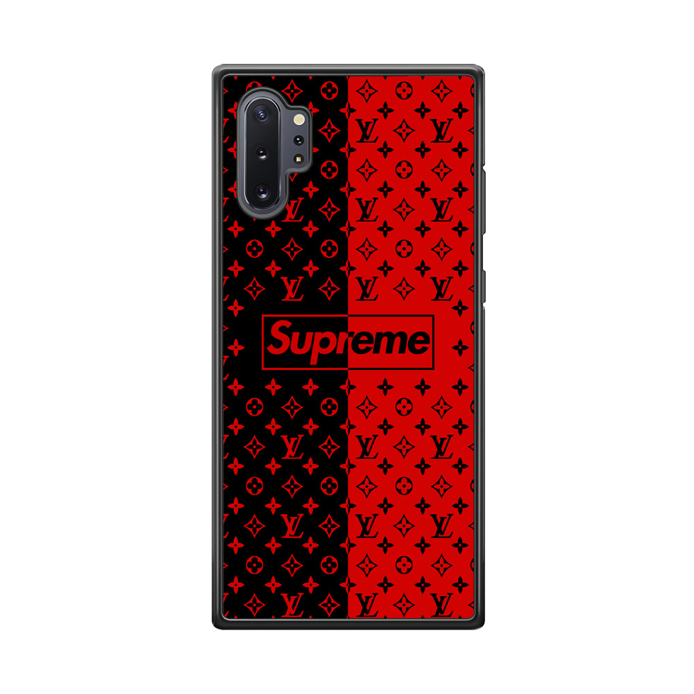 Louis Vuitton X Supreme Red Black Samsung Galaxy Note 10 Plus Case-Rubber Black (2D Case)-Oxvistore
