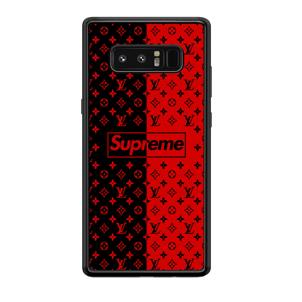 Louis Vuitton X Supreme Red Black Samsung Galaxy Note 8 Case-Rubber Black (2D Case)-Oxvistore
