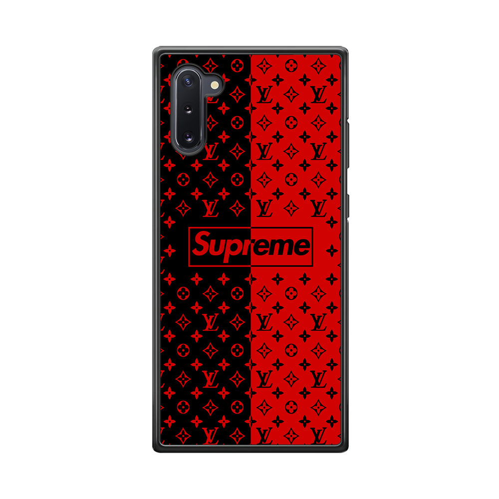 Louis Vuitton X Supreme Red Black Samsung Galaxy Note 10 Case-Rubber Black (2D Case)-Oxvistore