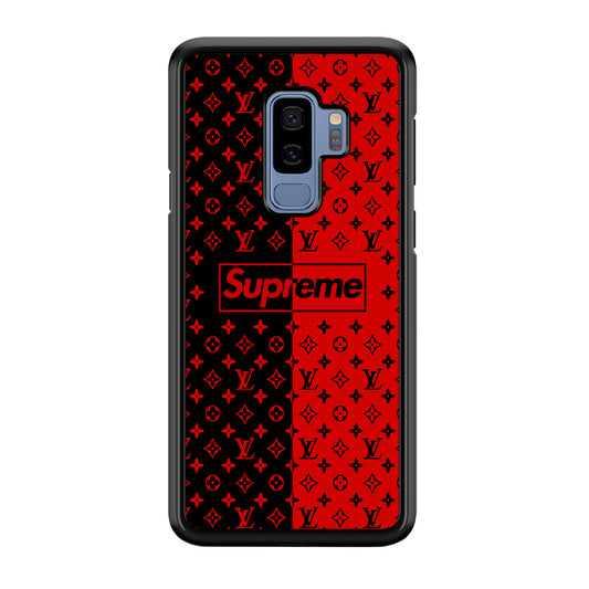 Louis Vuitton X Supreme Red Black Samsung Galaxy S9 Plus Case-Rubber Black (2D Case)-Oxvistore