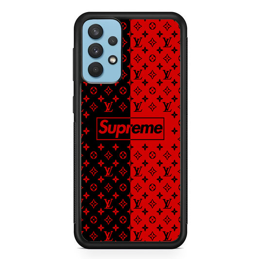 Louis Vuitton X Supreme Red Black Samsung Galaxy A32 Case-Rubber Black (2D Case)-Oxvistore