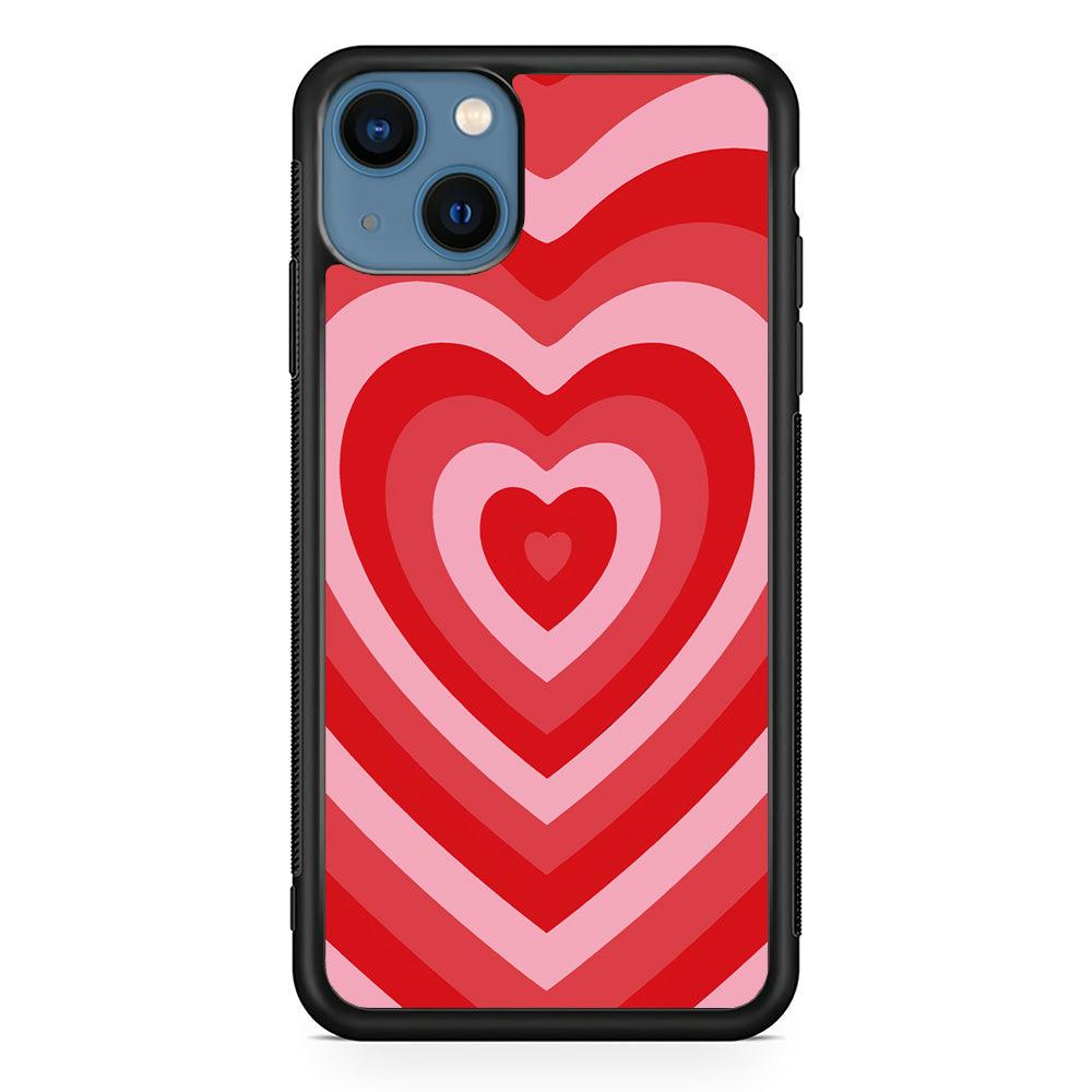Love Wave Red iPhone 15 Case-Rubber White (2D Case)-Oxvistore