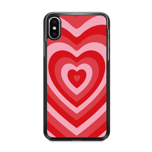 Love Wave Red iPhone XS Case-Rubber Black (2D Case)-Oxvistore