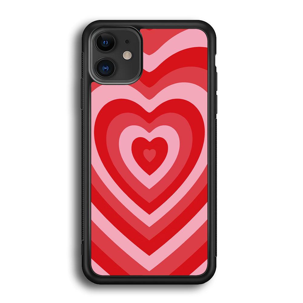 Love Wave Red iPhone 12 Case-Rubber White (2D Case)-Oxvistore