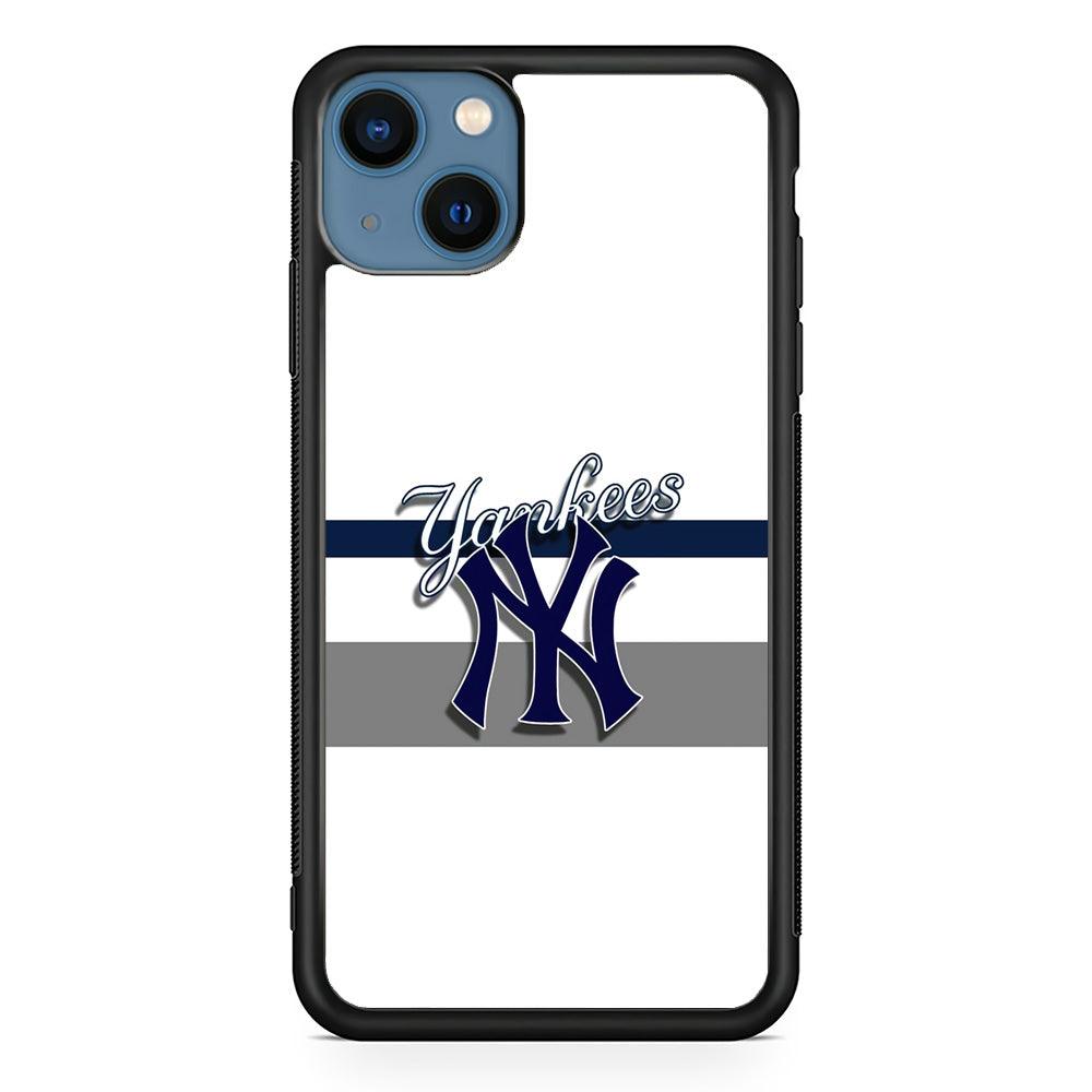 MLB New York Yankees White Jersey iPhone 15 Plus Case-Rubber Black (2D Case)-Oxvistore