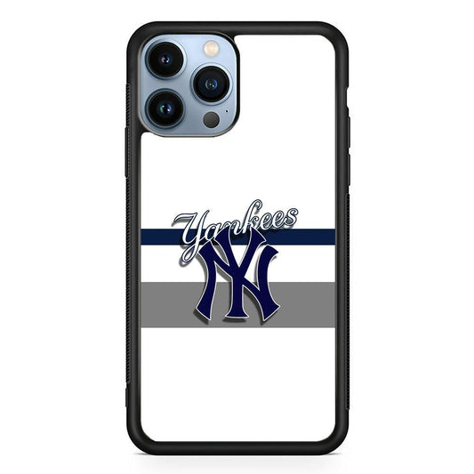 MLB New York Yankees White Jersey iPhone 14 Pro Case-Rubber Black (2D Case)-Oxvistore