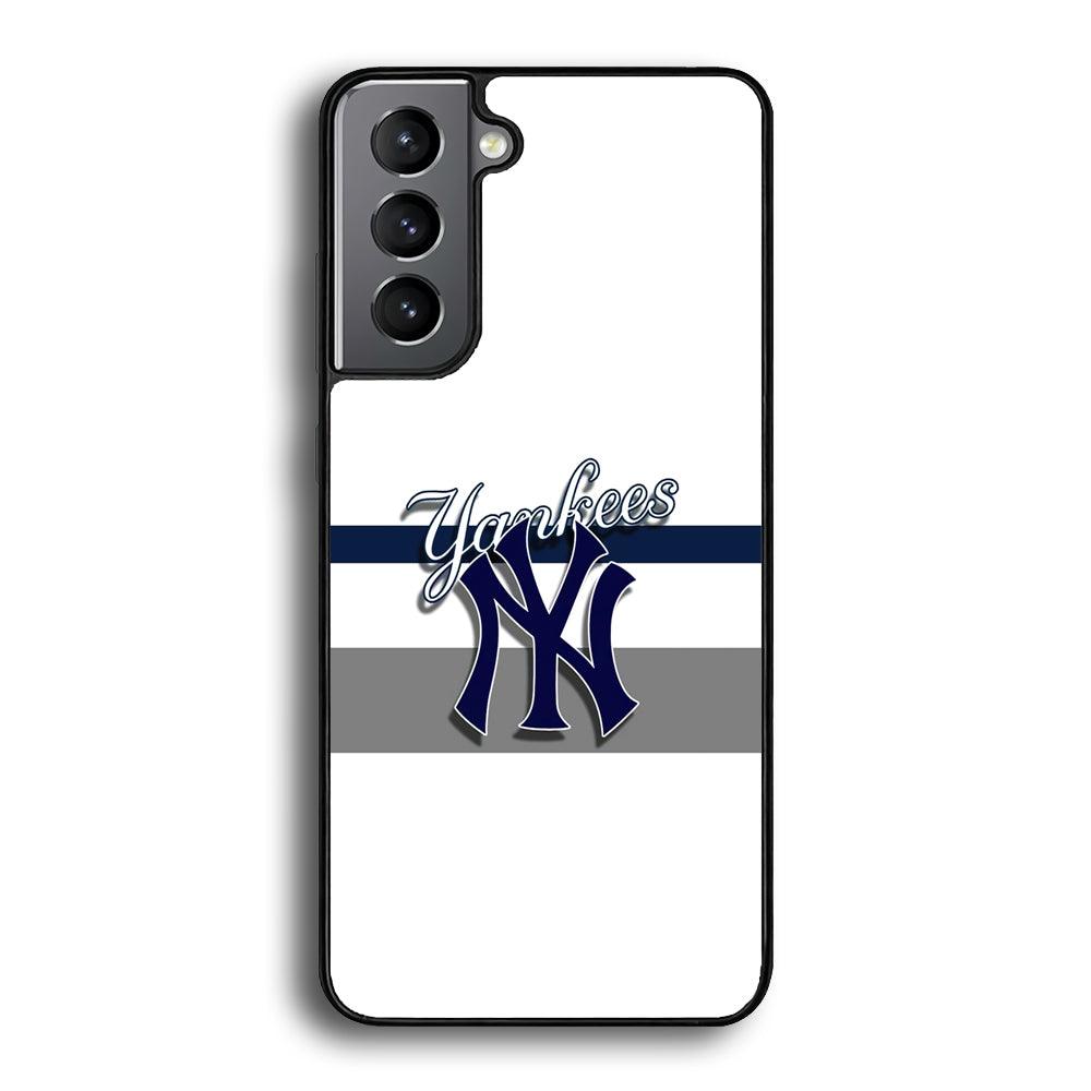 MLB New York Yankees White Jersey Samsung Galaxy S22 Case-Rubber Black (2D Case)-Oxvistore