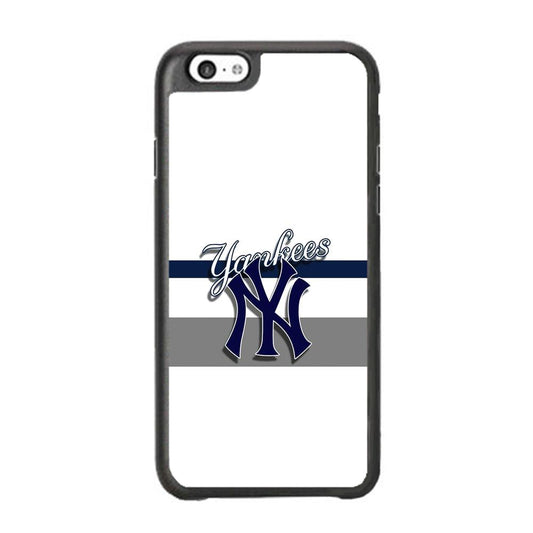 MLB New York Yankees White Jersey iPhone 6 Plus | 6s Plus Case-Rubber Black (2D Case)-Oxvistore