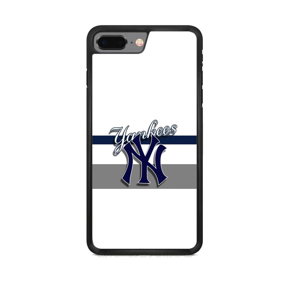 MLB New York Yankees White Jersey iPhone 8 Plus Case-Rubber Black (2D Case)-Oxvistore