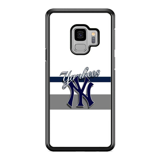 MLB New York Yankees White Jersey Samsung Galaxy S9 Case-Rubber Black (2D Case)-Oxvistore