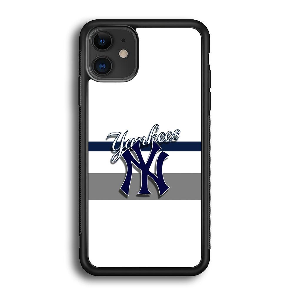 MLB New York Yankees White Jersey iPhone 12 Case-Rubber Black (2D Case)-Oxvistore