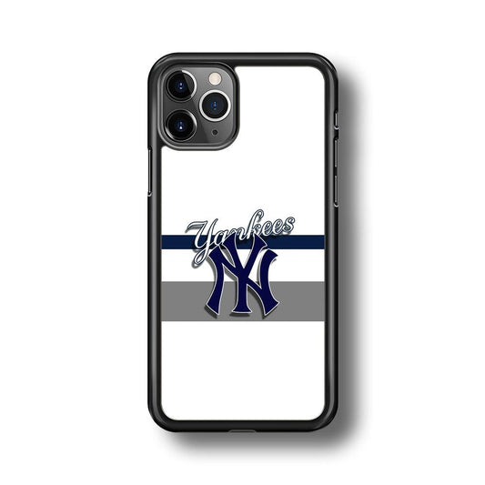 MLB New York Yankees White Jersey iPhone 11 Pro Max Case-Rubber Black (2D Case)-Oxvistore
