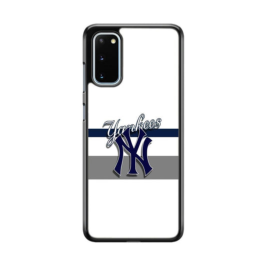 MLB New York Yankees White Jersey Samsung Galaxy S20 Case-Rubber Black (2D Case)-Oxvistore