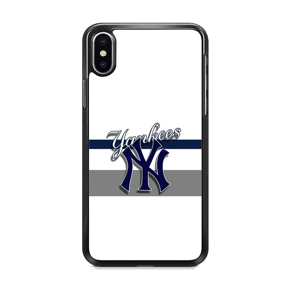 MLB New York Yankees White Jersey iPhone XS Case-Rubber White (2D Case)-Oxvistore