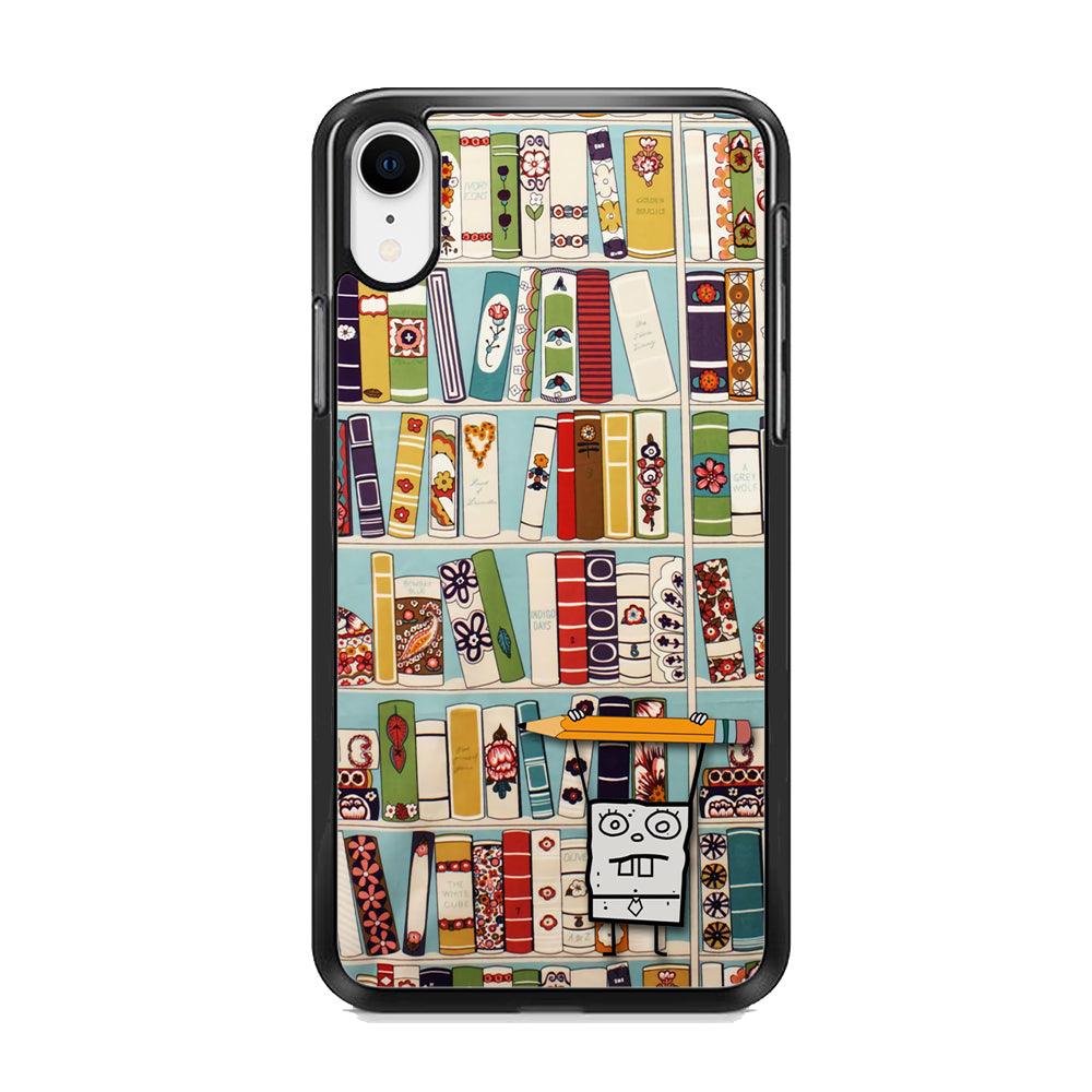 Magic Paper on Bookshelf iPhone XR Case-Rubber White (2D Case)-Oxvistore