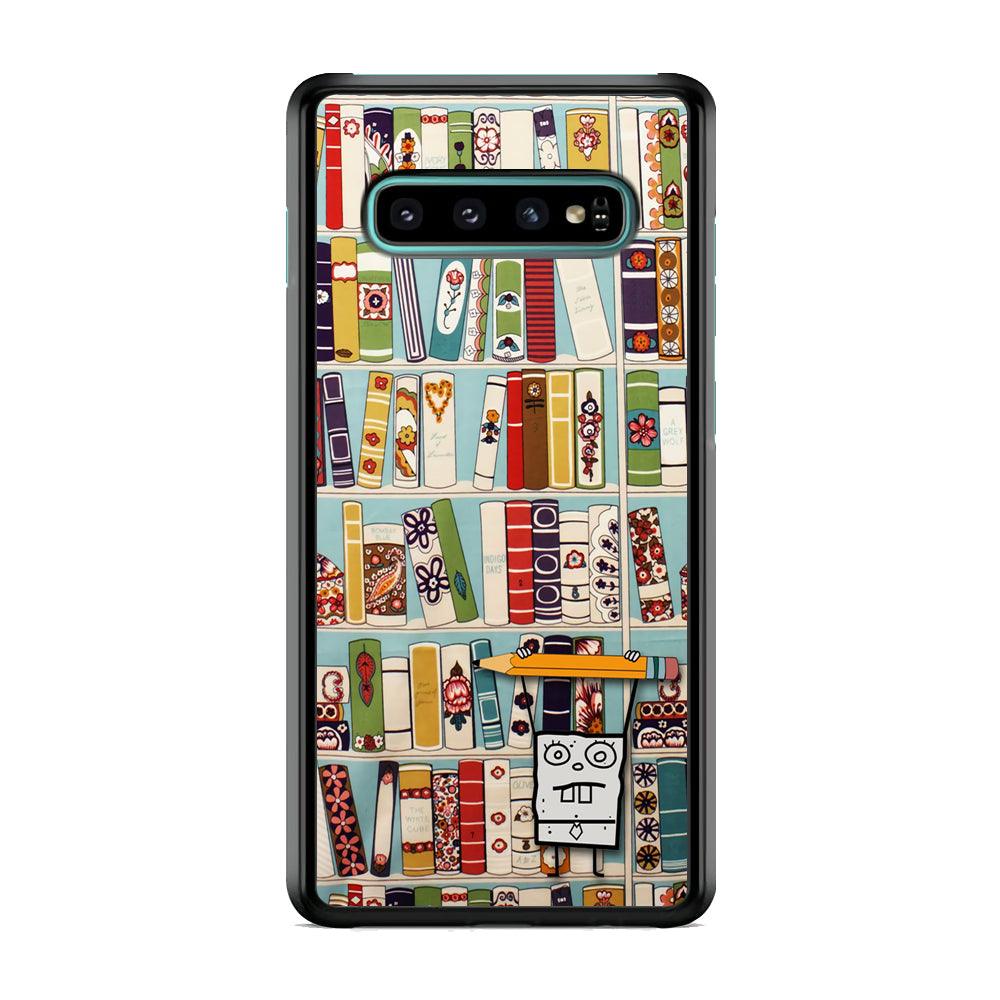 Magic Paper on Bookshelf Samsung Galaxy S10 Case-Rubber White (2D Case)-Oxvistore