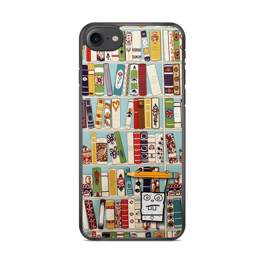 Magic Paper on Bookshelf iPhone 7 Case-Rubber White (2D Case)-Oxvistore