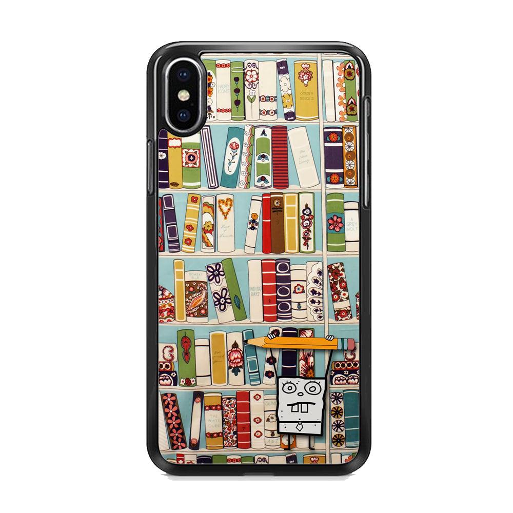 Magic Paper on Bookshelf iPhone XS MAX Case-Rubber Black (2D Case)-Oxvistore