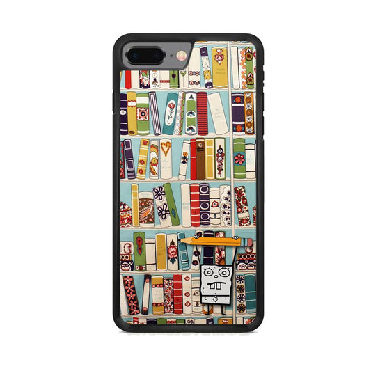 Magic Paper on Bookshelf iPhone 8 Plus Case-Rubber Black (2D Case)-Oxvistore