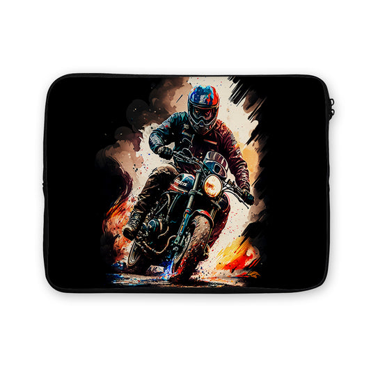 Man Riding a Motorcycle Laptop Sleeve Protective Cover