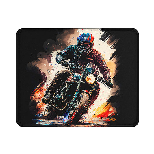 Man Riding a Motorcycle Mouse Pads