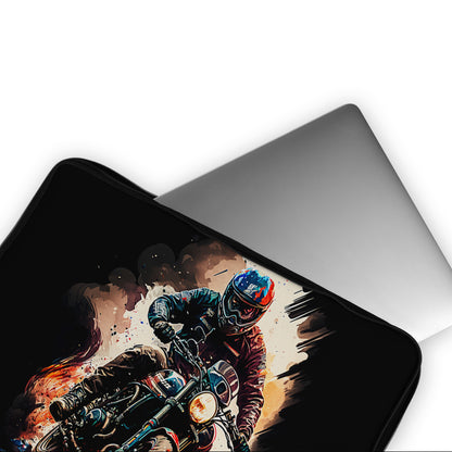 Man Riding a Motorcycle Laptop Sleeve Protective Cover