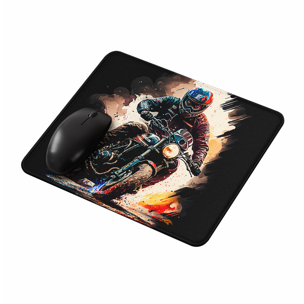 Man Riding a Motorcycle Mouse Pads