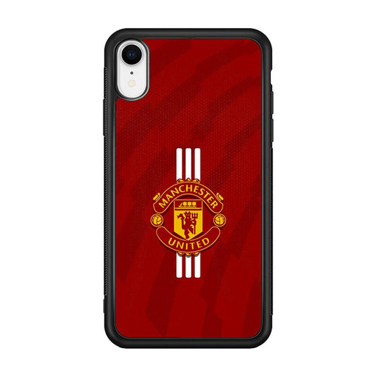 Manchester United Twister of The Devil iPhone XR Case-Rubber Black (2D Case)-Oxvistore