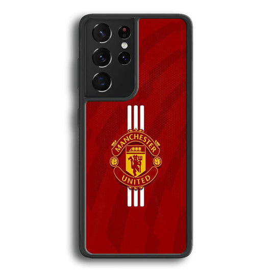 Manchester United Twister of The Devil Samsung Galaxy S24 Ultra Case-Rubber Black (2D Case)-Oxvistore