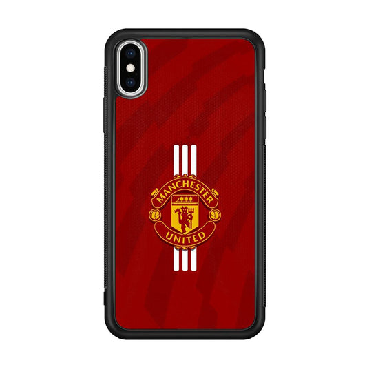 Manchester United Twister of The Devil iPhone XS Case-Rubber Black (2D Case)-Oxvistore