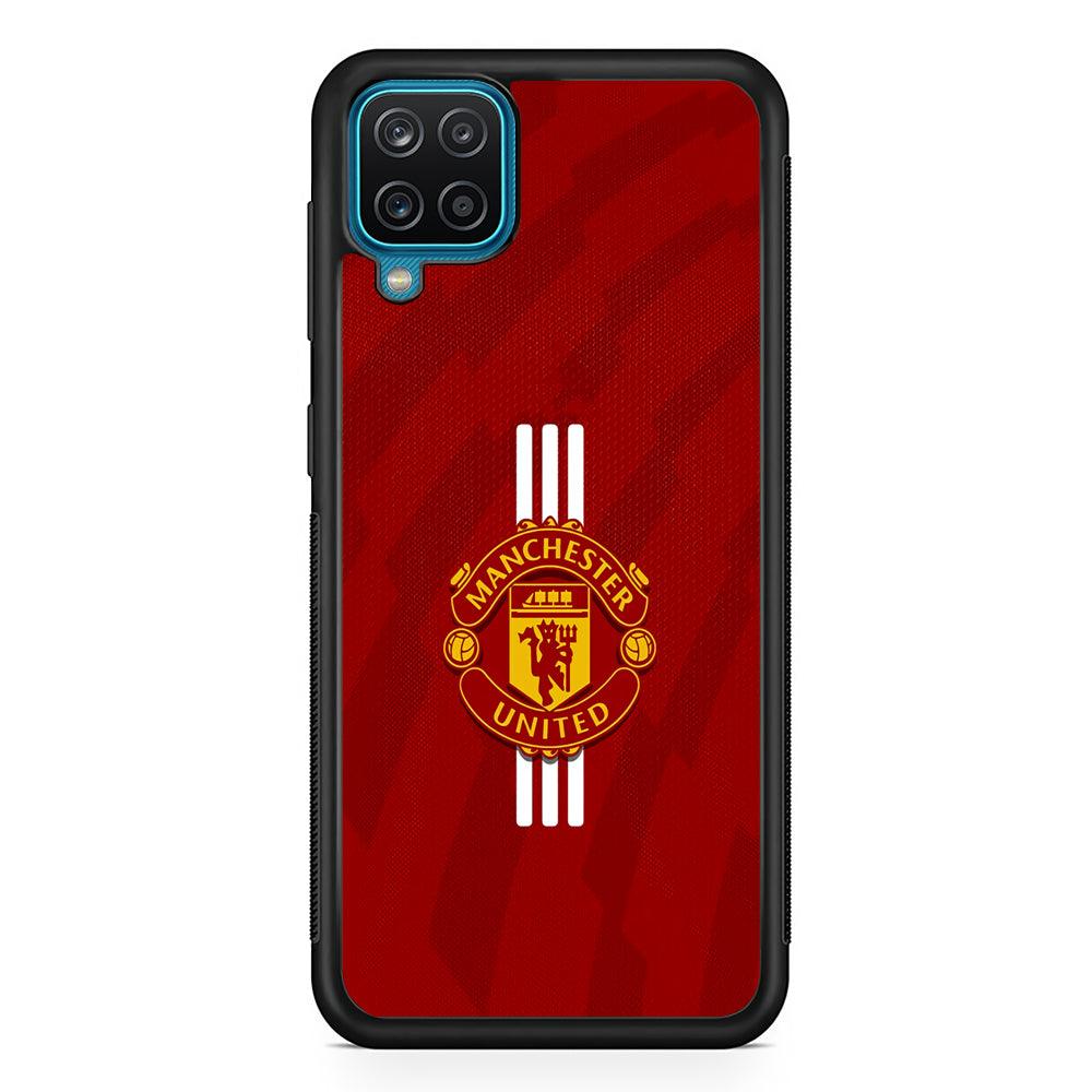 Manchester United Twister of The Devil Samsung Galaxy A12 Case-Rubber Black (2D Case)-Oxvistore