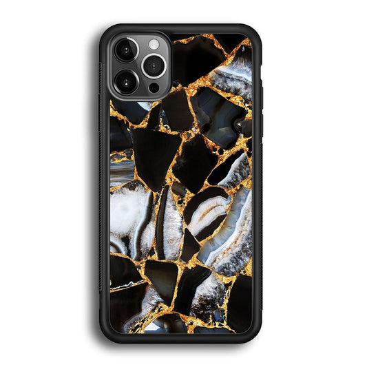 Marble Gold Paste iPhone 12 Pro Max Case-Rubber White (2D Case)-Oxvistore