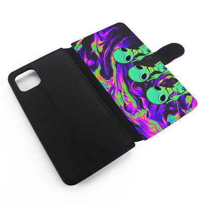 Marble Three Aliens Flip Wallet Phone Case