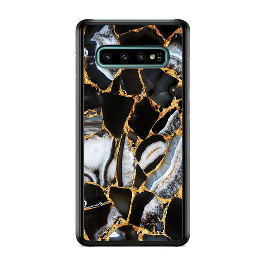 Marble Gold Paste Samsung Galaxy S10 Plus Case-Rubber Black (2D Case)-Oxvistore
