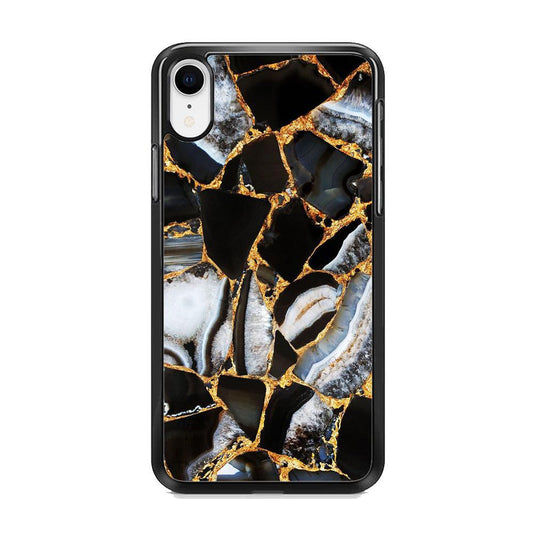 Marble Gold Paste iPhone XR Case-Rubber Black (2D Case)-Oxvistore