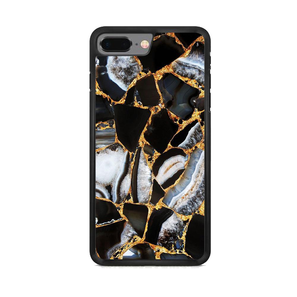 Marble Gold Paste iPhone 8 Plus Case-Rubber Black (2D Case)-Oxvistore
