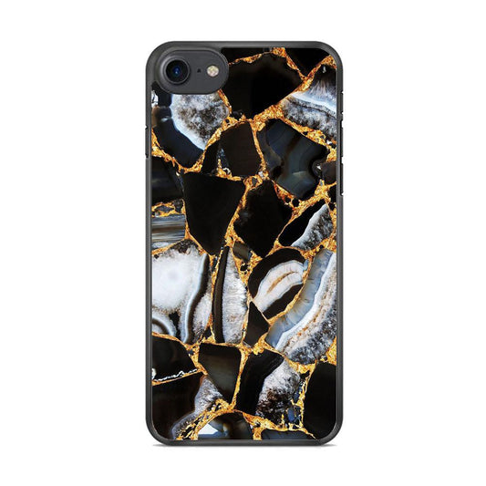 Marble Gold Paste iPhone 7 Case-Rubber Black (2D Case)-Oxvistore