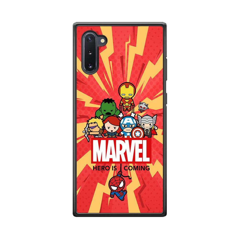 Marvel Cute Comic Hero is Coming Samsung Galaxy Note 10 Case-Rubber Black (2D Case)-Oxvistore