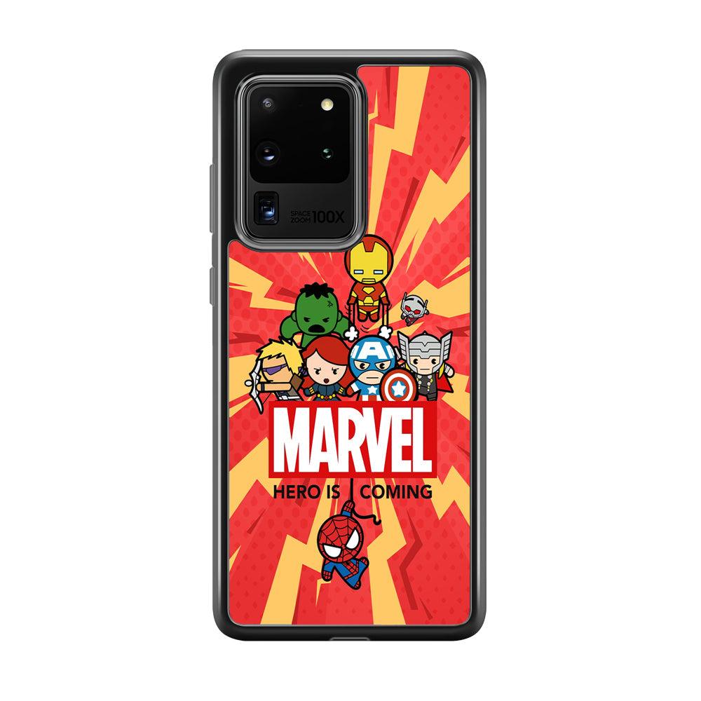 Marvel Cute Comic Hero is Coming Samsung Galaxy S20 Ultra Case-Rubber Black (2D Case)-Oxvistore
