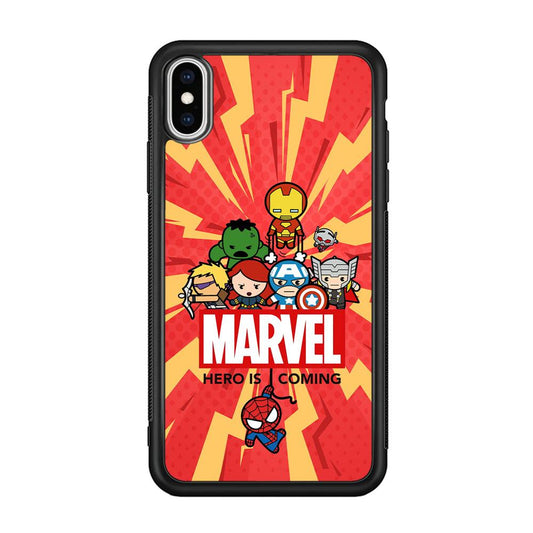 Marvel Cute Comic Hero is Coming iPhone Xs Max Case-Rubber Black (2D Case)-Oxvistore