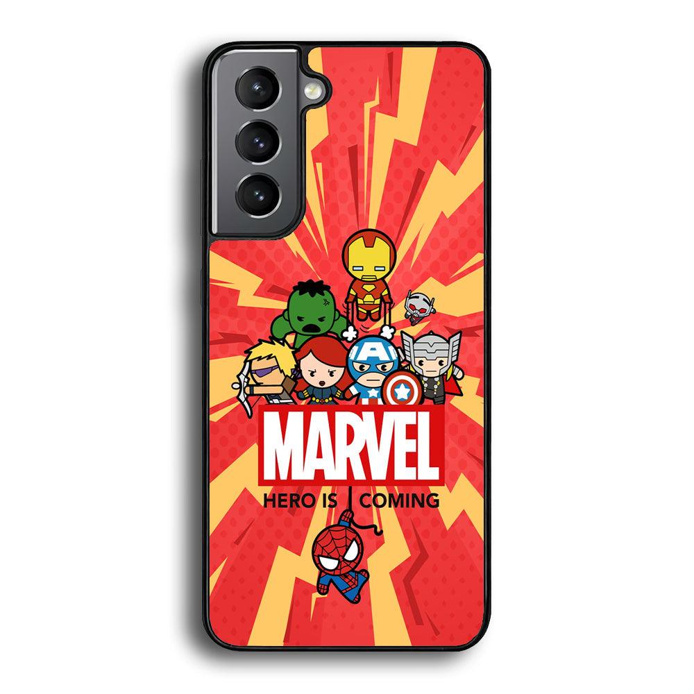 Marvel Cute Comic Hero is Coming Samsung Galaxy S23 Case-Rubber Black (2D Case)-Oxvistore