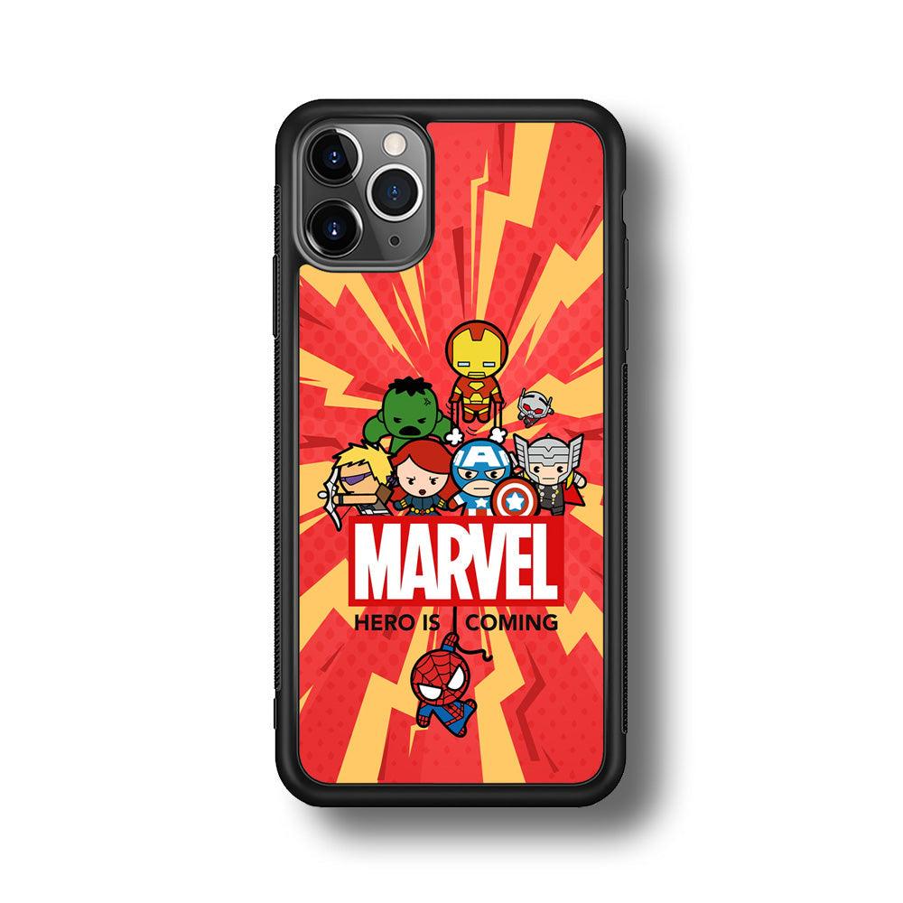 Marvel Cute Comic Hero is Coming iPhone 11 Pro Max Case-Rubber Black (2D Case)-Oxvistore