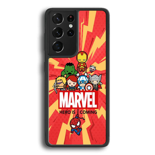 Marvel Cute Comic Hero is Coming Samsung Galaxy S21 Ultra Case-Rubber Black (2D Case)-Oxvistore