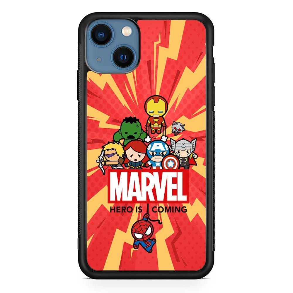Marvel Cute Comic Hero is Coming iPhone 14 Case-Rubber Black (2D Case)-Oxvistore